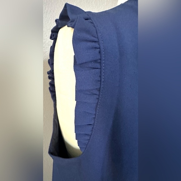 J.Crew Factory Ruffleneck Suit Dress, Navy Blue Work Dress, Business Casual NWT - Picture 7 of 15